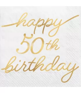 Birthday 'Golden Age' Small 50th Birthday Foil Napkins (16ct)