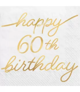 Birthday 'Golden Age' Small 60th Birthday Foil Napkins (16ct)