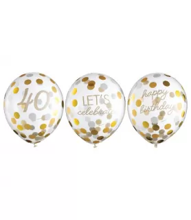 Birthday 'Golden Age' 40th Birthday Latex Confetti Balloons (6ct)