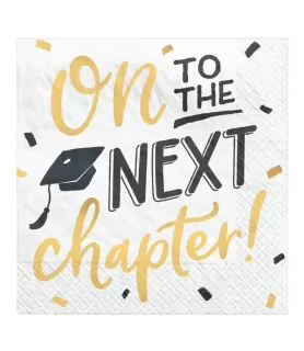 Graduation 'Hats Off!' Foil Small Napkins 3-ply (16ct)