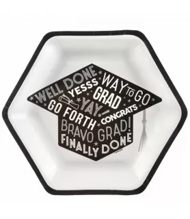Graduation 'Grid' Large Hexagon Paper Plates (18ct)