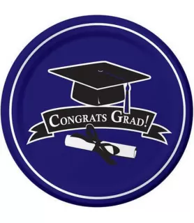 Graduation Purple School Colors Large Paper Plates (18ct)