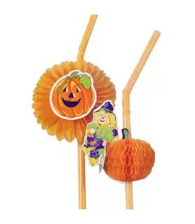 Halloween 'Scarecrow N' Pals' Plastic Straws (8ct)