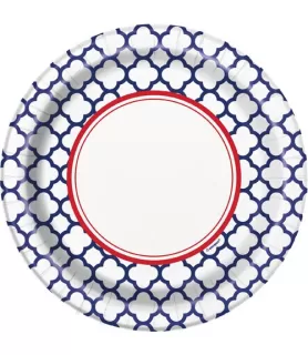 Hamptons Quatrefoil Small Paper Plates (8ct)