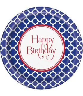 Hamptons Quatrefoil Large Paper Plates (8ct)