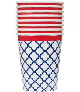 Hamptons Quatrefoil 9oz Paper Cups (8ct)
