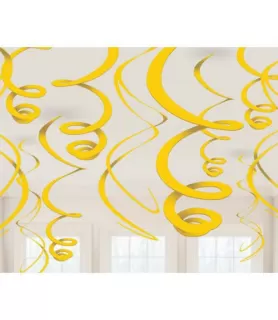 Yellow Hanging Swirl Decorations (12ct)