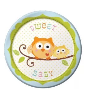 Happi Tree Owl Small Blue Boy Plates (8ct)