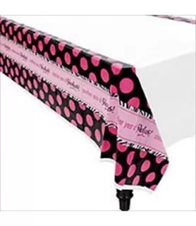 Zebra Stripes 'Pink and Black' Animal Print 'Happy Birthday' Plastic Table Cover (1ct)