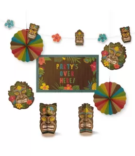 Hawaiian Luau 'Vintage Tiki' Customizable Room Decorating Kit (1ct)