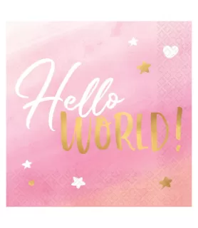 Baby Shower 'Hello World Girl' Lunch Napkins (16ct)