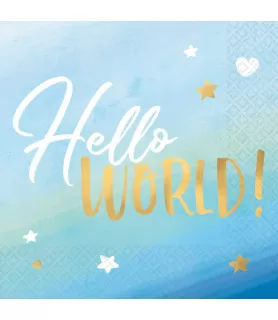 Baby Shower 'Hello World Boy' Lunch Napkins (16ct)