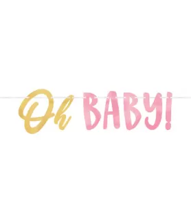 Baby Shower 'Hello World Girl' Banner (1ct)