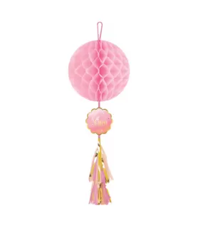 Baby Shower 'Hello World Girl' Deluxe Honeycomb Decoration w/ Tassel (1ct)