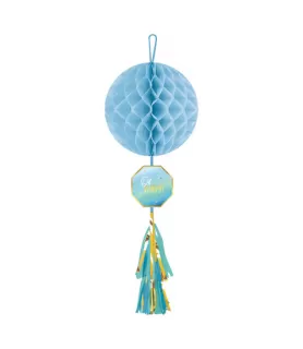Baby Shower 'Hello World Boy' Deluxe Honeycomb Decoration w/ Tassel (1ct)
