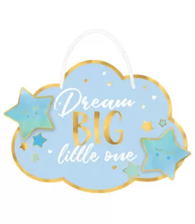 Baby Shower 'Hello World Boy' Deluxe Hanging Sign (1ct)