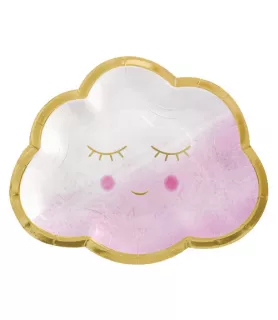 Baby Shower 'Hello World Girl' Small Shaped Paper Plates (8ct)