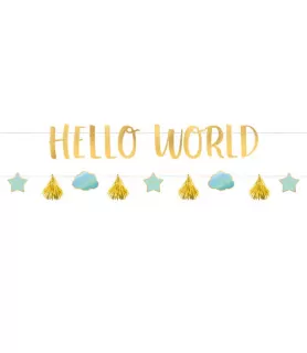 Baby Shower 'Hello World Boy' Banner Kit (2pc)