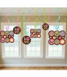 Hippie Chick Swirl Decorations (12pc)