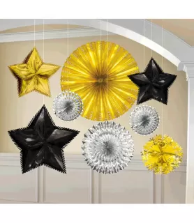 Gold Silver and Black Foil Starburst Decorating Kit (8pc)
