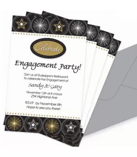 Hollywood 'Glitter Starz' Imprintable Invitations w/ Envelopes (12ct)