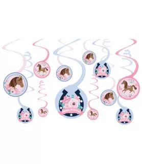 Horse 'Saddle Up' Hanging Swirl Decorations (12pcs)