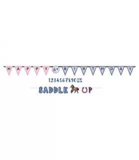 Horse 'Saddle Up' Customizable Happy Birthday Jumbo Letter Banner Kit (1ct)