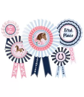 Horse 'Saddle Up' Ribbon Award Hanging Fan Decorations (5pcs)