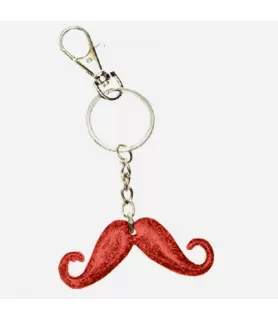 Pink Glitter 'Flash My Stache!' Mustache Key Chain (1ct)