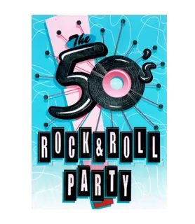I Love Rock and Roll 'Fabulous 50s' Invitations w/ Envelopes (8ct)