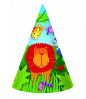 Jungle Animals Cone Hats (8ct)