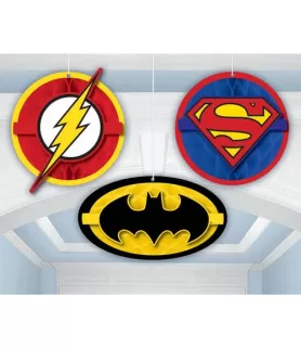 Justice League 'Heroes Unite' Honeycomb Decorations (3ct)