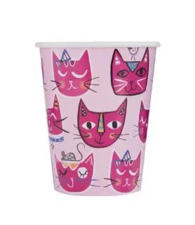 Kitten Party 'Pink Cat' 9oz Paper Cups (8ct)