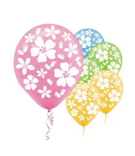 Hawaiian Luau Hibiscus Latex Balloons (15ct)