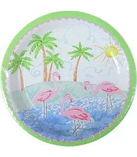 Hawaiian Luau 'Pastel Flamingo' Small Paper Plates (8ct)