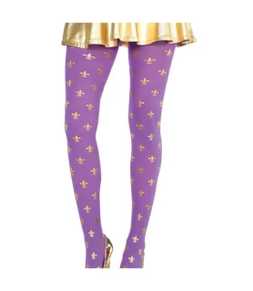 Mardi Gras Fleur De Lis Tights (1 pair)
