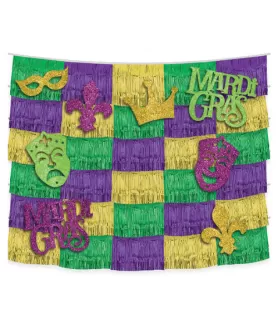 Mardi Gras Fringe Backdrop w/ Cutouts (14pc)
