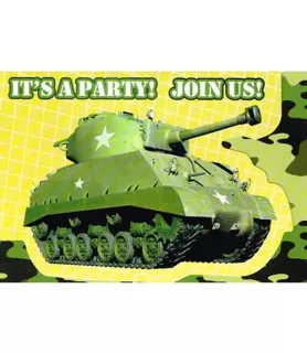 Military Camouflage Tank Invitations and Thank You Notes w/ Envelopes (10ct ea.)