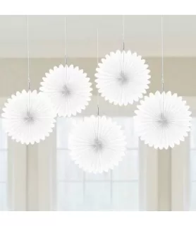 White Mini Hanging Fan Decorations (5ct)