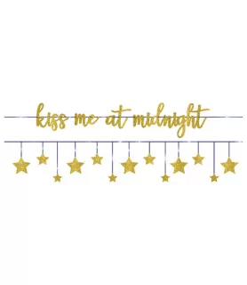 New Year's 'Kiss Me at Midnight' Glitter Banner Set (2pc)