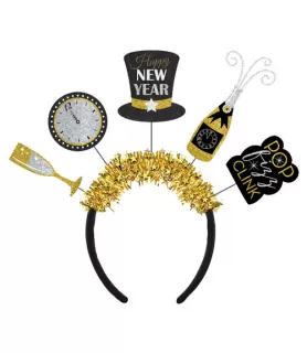 New Year's 'Black Gold and Silver' Deluxe Novelty Headband (1ct)