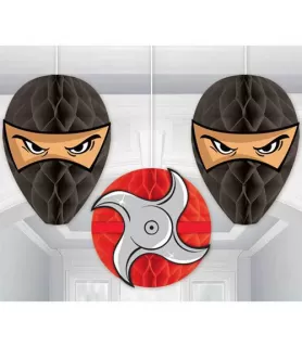 Happy Birthday 'Ninja' Honeycomb Decorations (3pc)