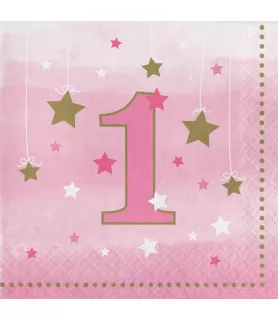 1st Birthday 'One Little Star Girl' Lunch Napkins (16ct)