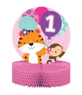 1st Birthday 'One is Fun Girl' Honeycomb Centerpiece (1ct)