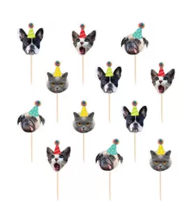 Over the Hill 'Party Animal' Dog and Cat Cupcake Toppers / Picks (24ct)