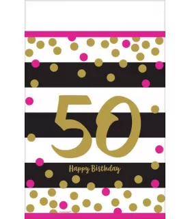 Over the Hill 'Hot Pink and Gold' 50th Birthday Plastic Table Cover (1ct)