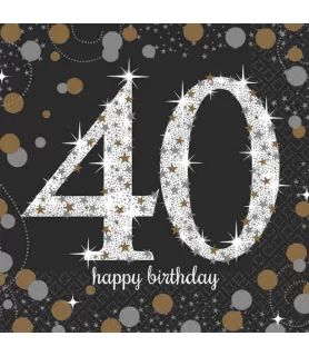 Over the Hill 'Sparkling Celebration' 40th Birthday Small Napkins (16ct)