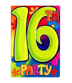 Sweet 16 'Groovy' Invitations w/ Envelopes (8ct)