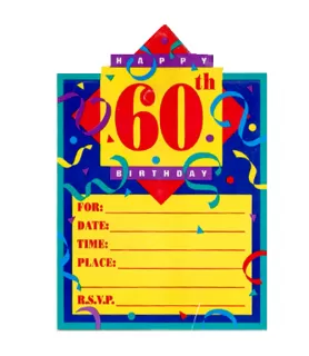 Over the Hill 'Colorblock' 60th Birthday Invitations w/ Envelopes (8ct)