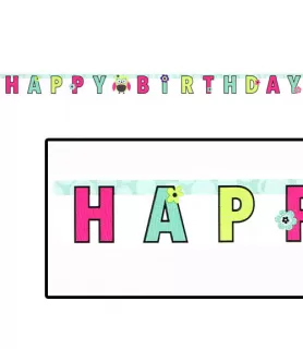 Bright Polka Dot Owl Happy Birthday Banner (1ct)